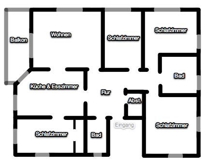 Grundriss der großen Wohnung