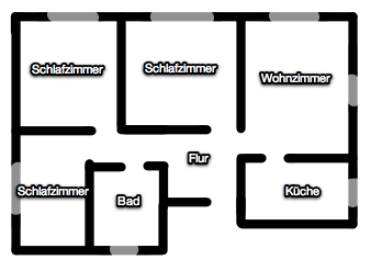 Grundriss der grossen Wohnung Grundriss der grossen Wohnung